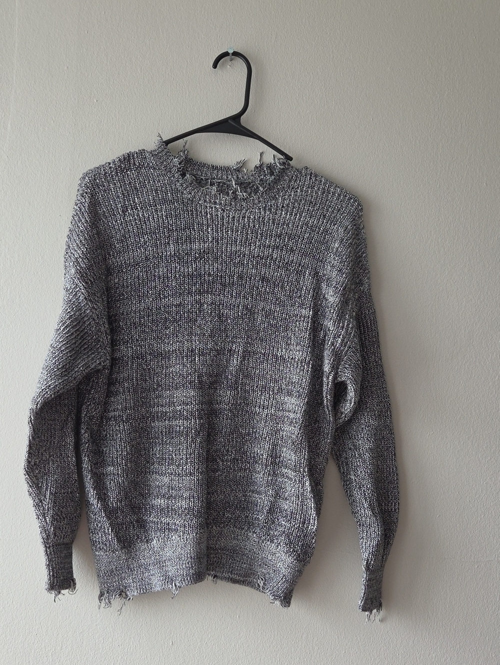 pistola Gray Distressed Crewneck Knit Sweater